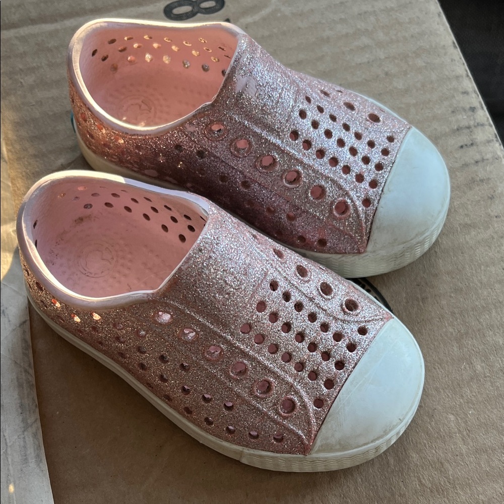 Native Shoes Glittery Pink Kids Sneakers